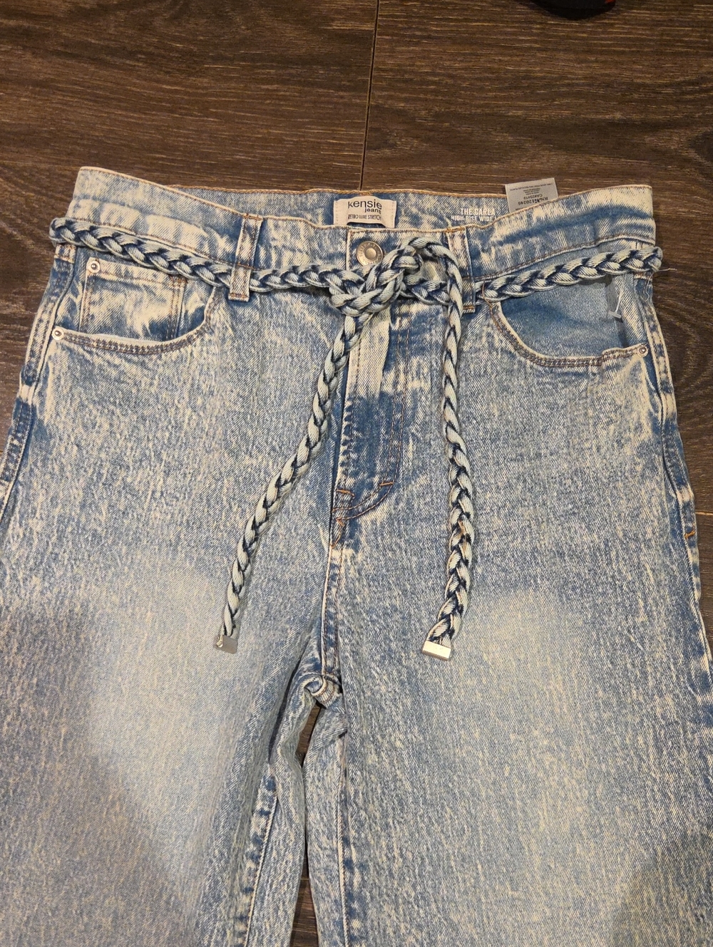 ❤️ NWOT! KENSIE CARLA HIGH RISE WIDE LEG JEANS WITH BRAIDED BELT, 6 (28) - Picture 5 of 12